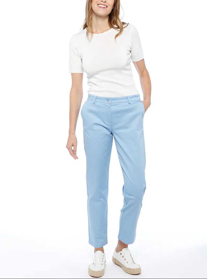 Pantalon chino femme en coton bleu