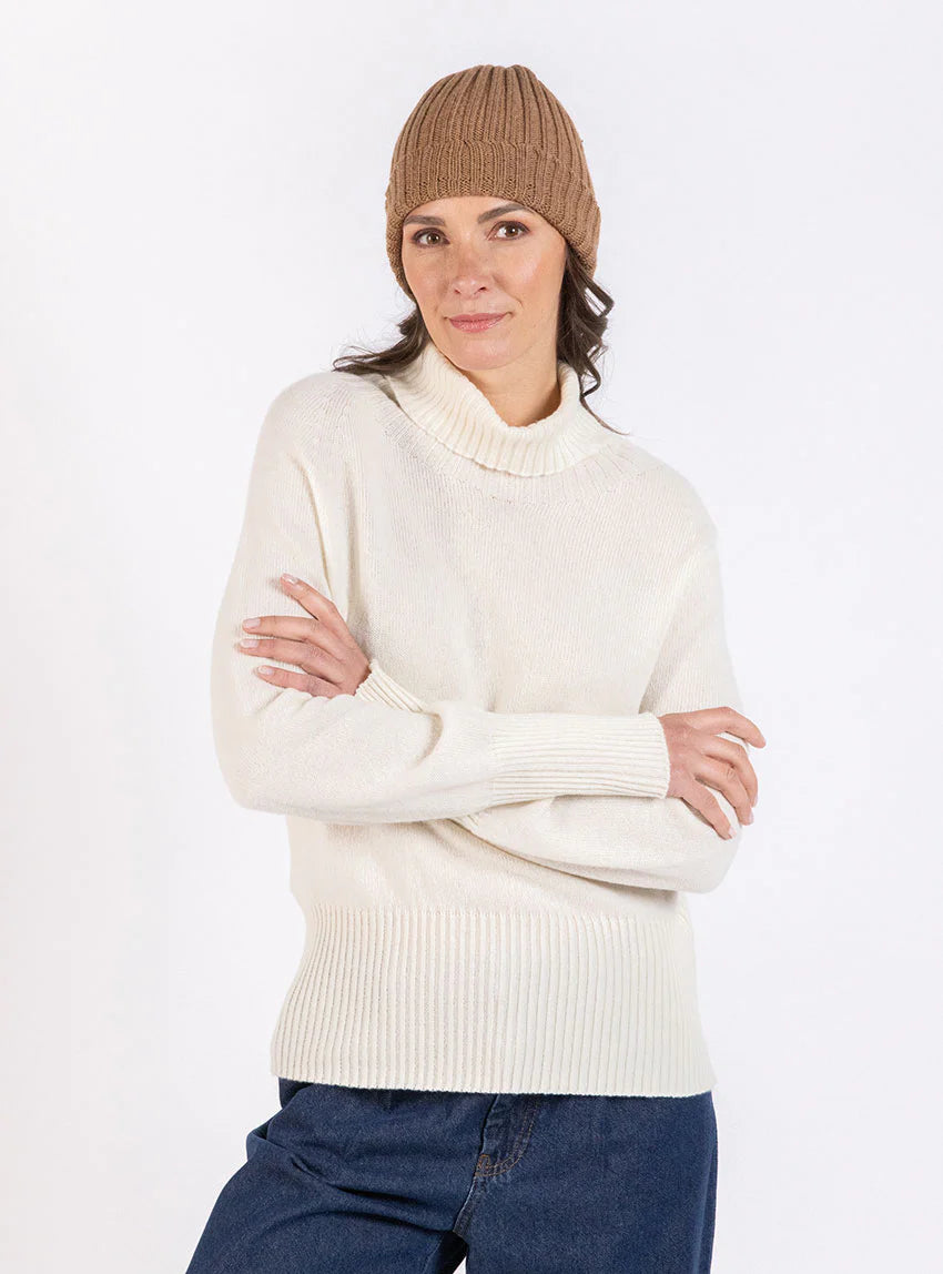 Bonnet mixte en laine mérinos marron