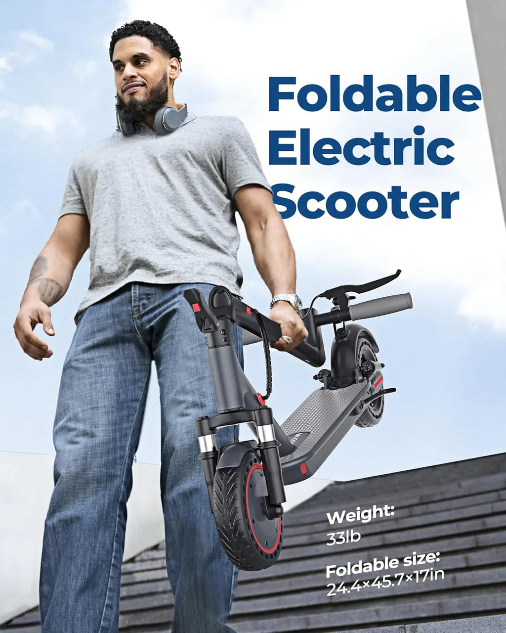Electric Scooter 350W/500W Powerful Motor 8.5/10 Solid Tires 19/22Mph 28/21/12 Miles Range