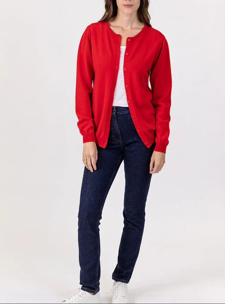 Cardigan femme en cachemire rouge