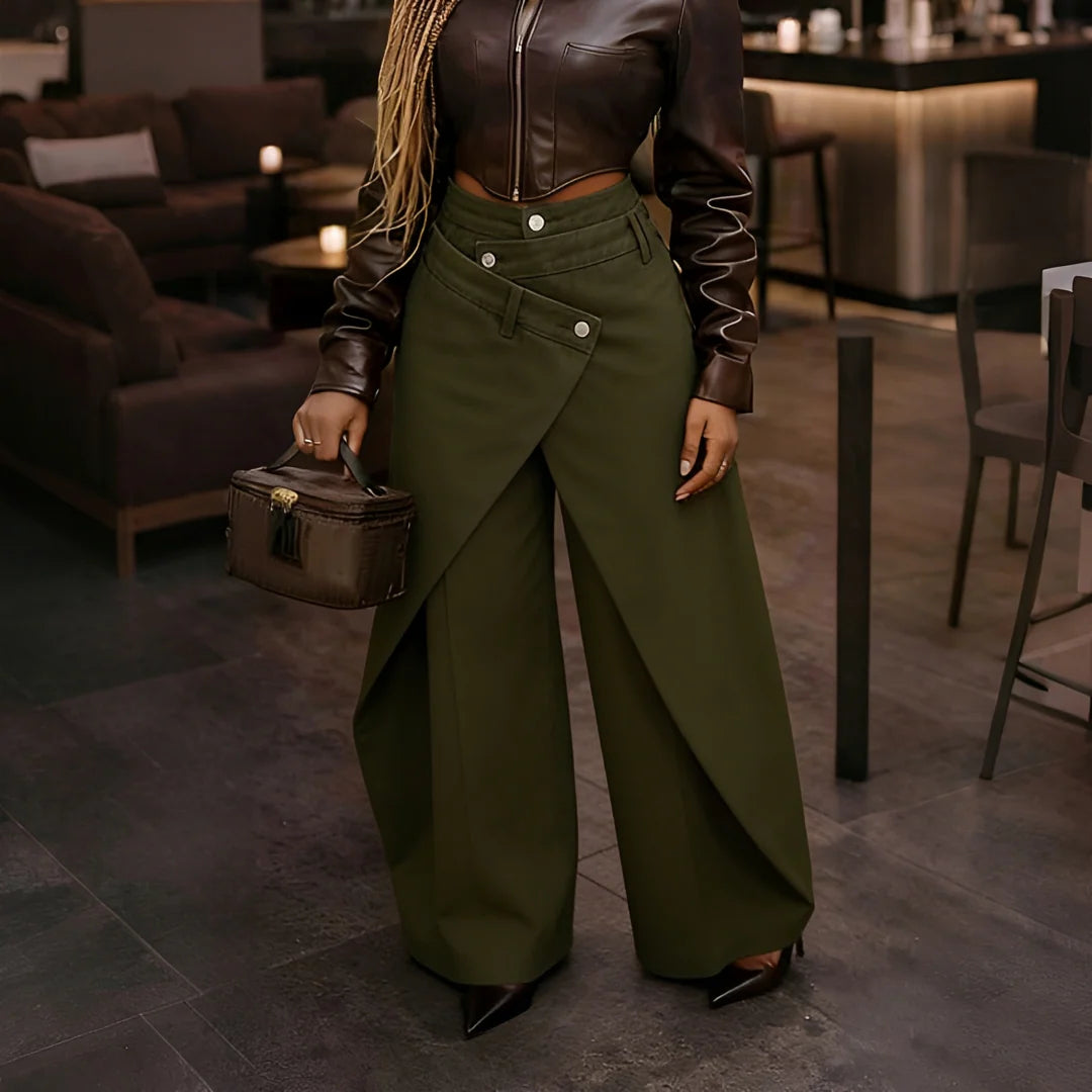 Cheska - Pantalon Élégant à Devant Croisé