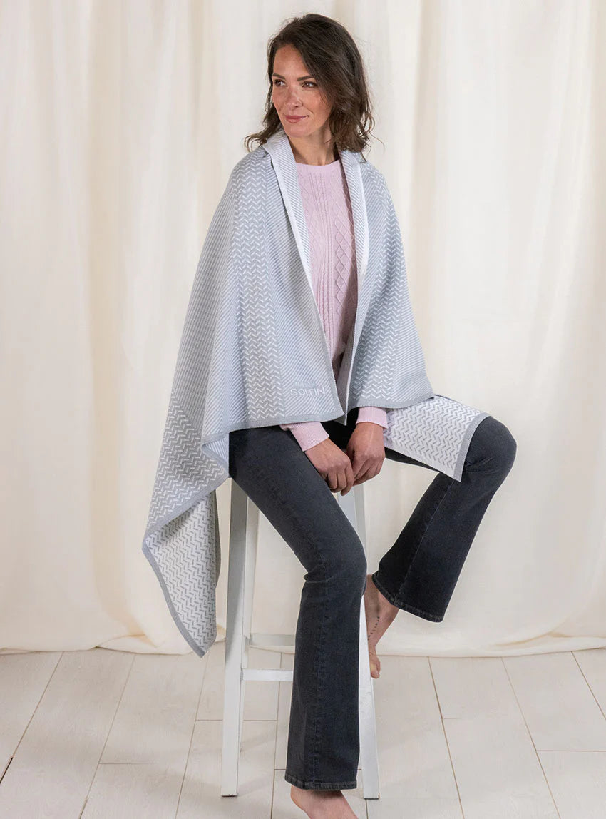 Plaid jacquard en laine mérinos gris