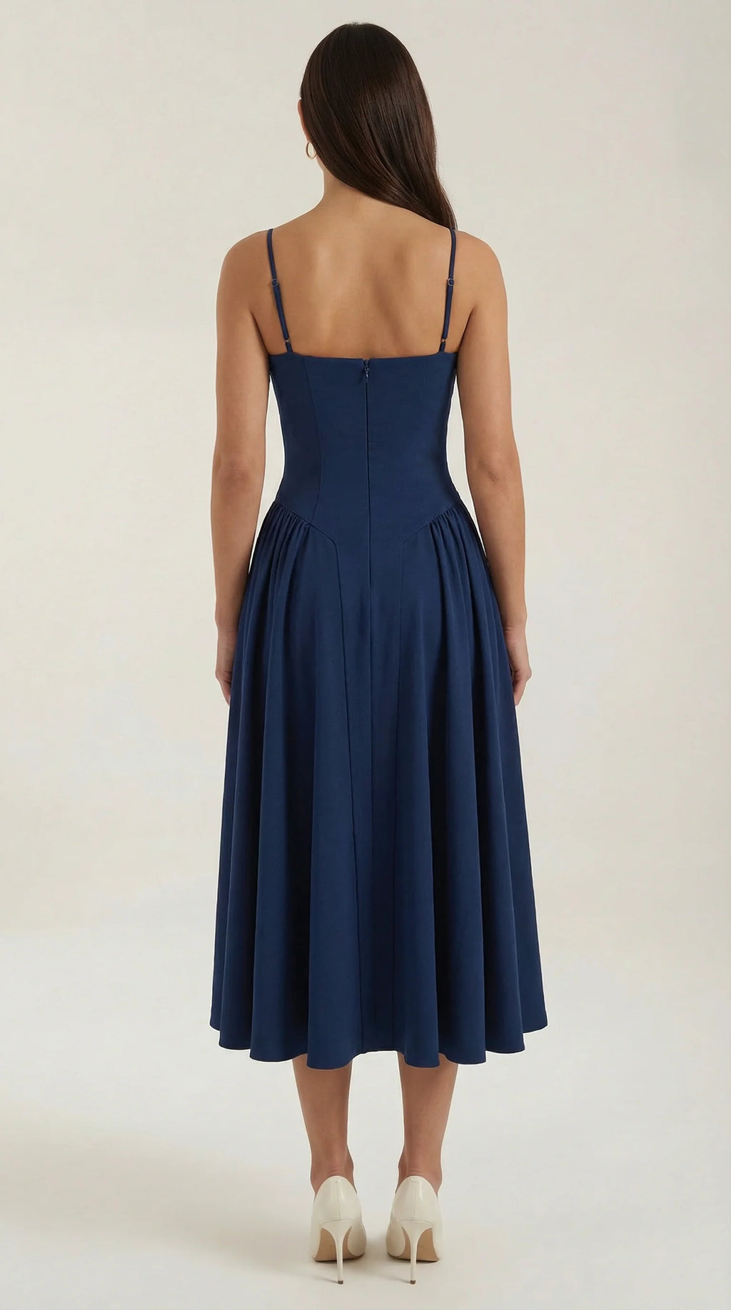 Robe mi-longue corset florale pour femme avec décolleté en cœur