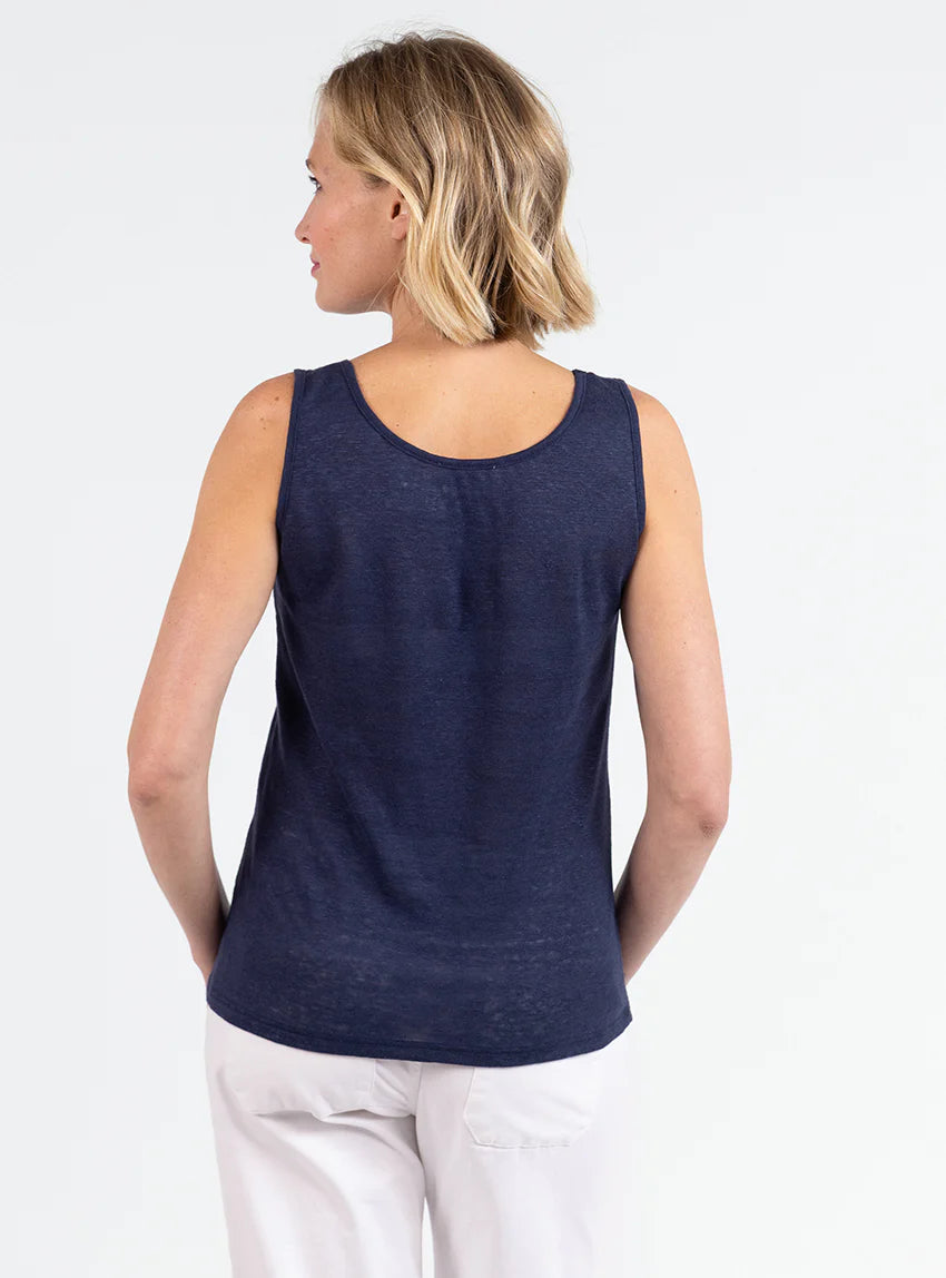 Débardeur femme en lin Bleu Marine