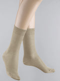 Mi-chaussettes en fil d'Ecosse beige clair