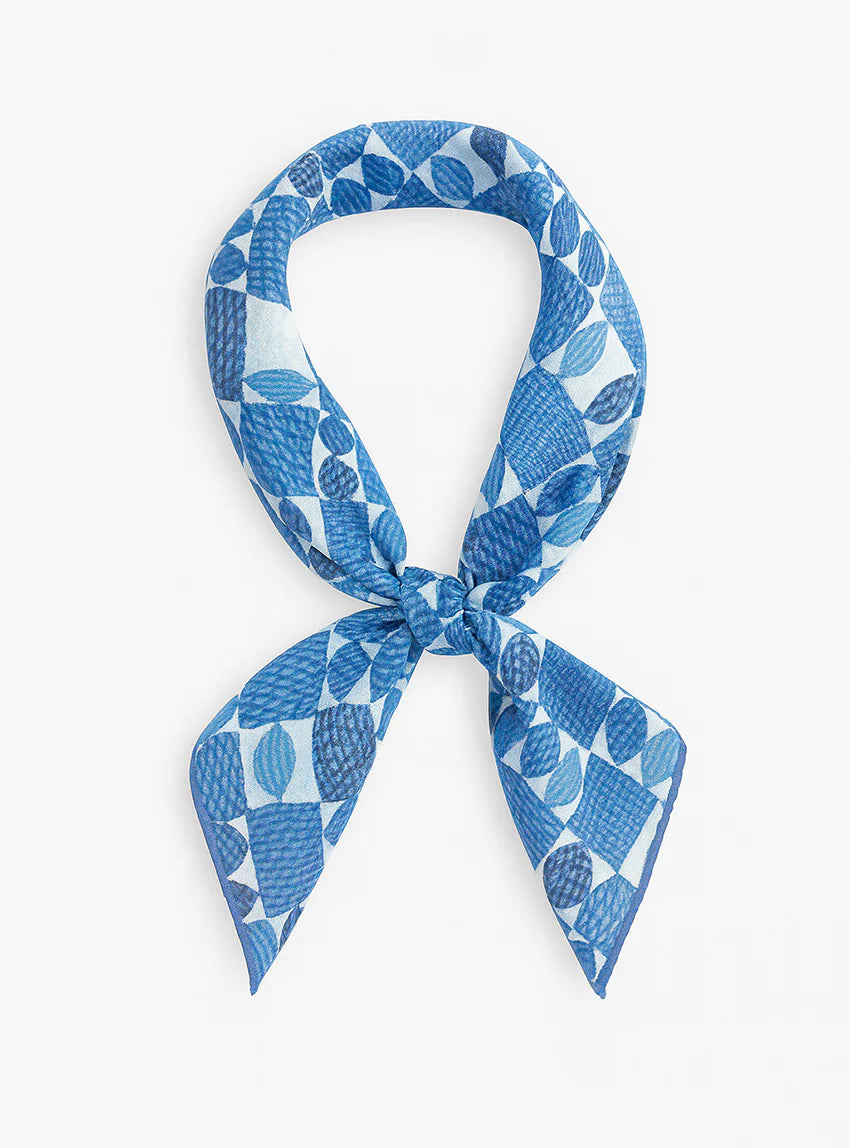 Foulard carré femme graphique bleu