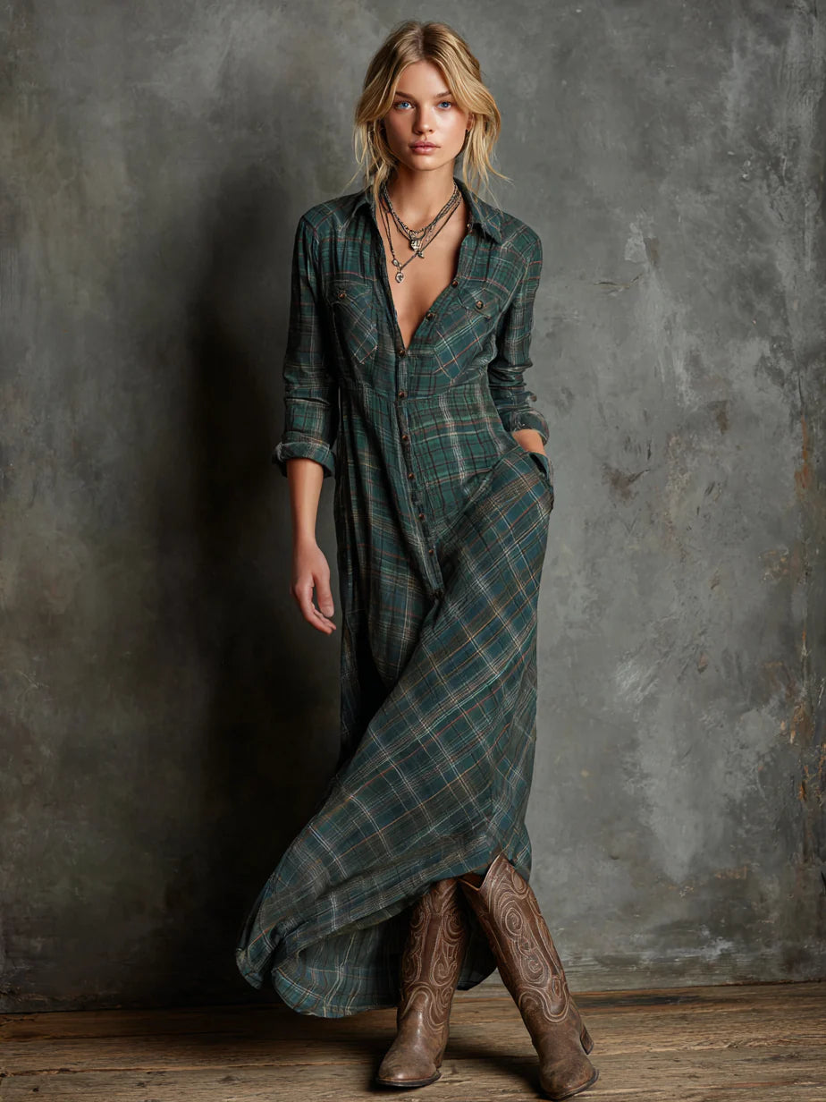 Graziella | Robe maxi rayée avec col