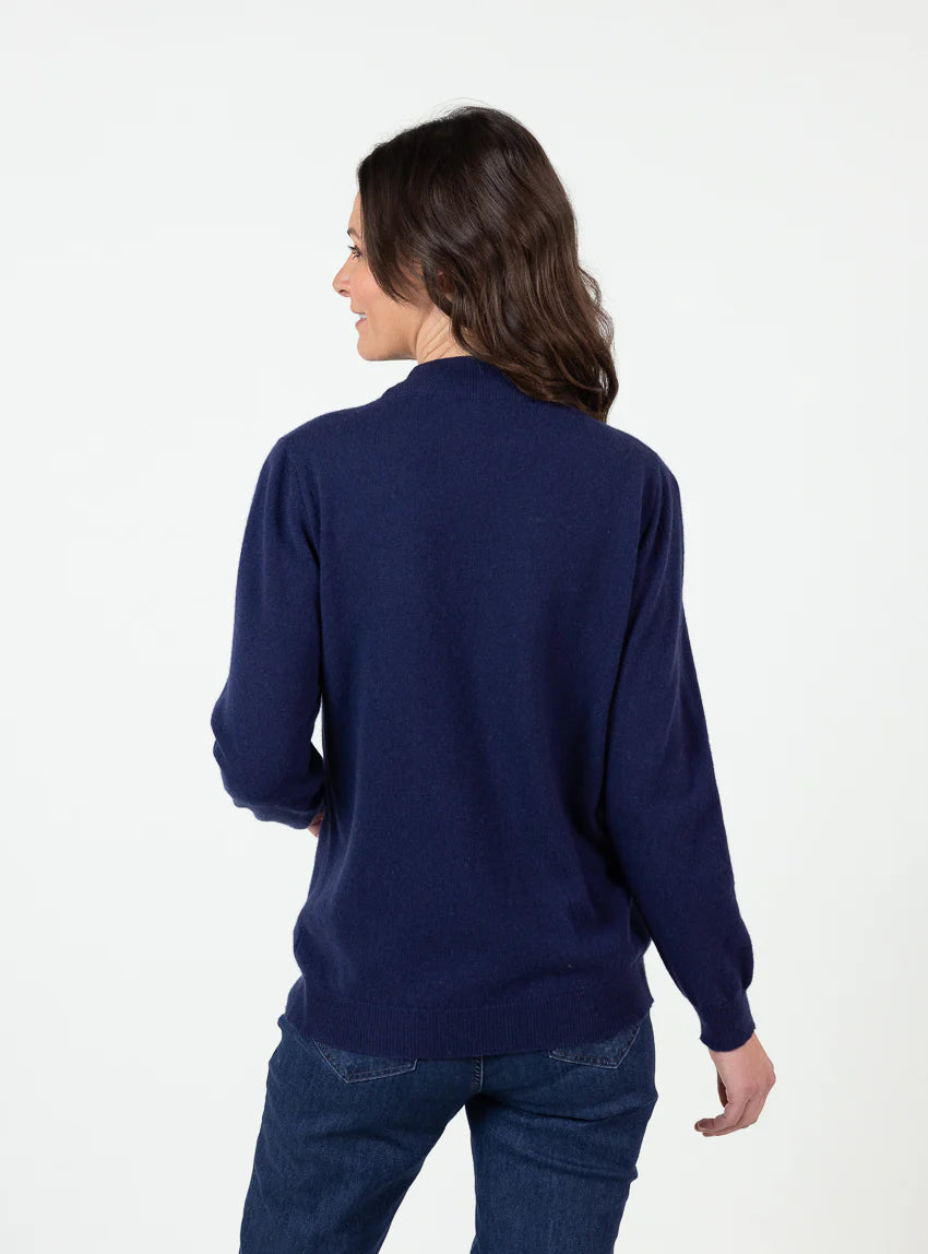 Pull col cheminée femme 100% cachemire Marine Chic