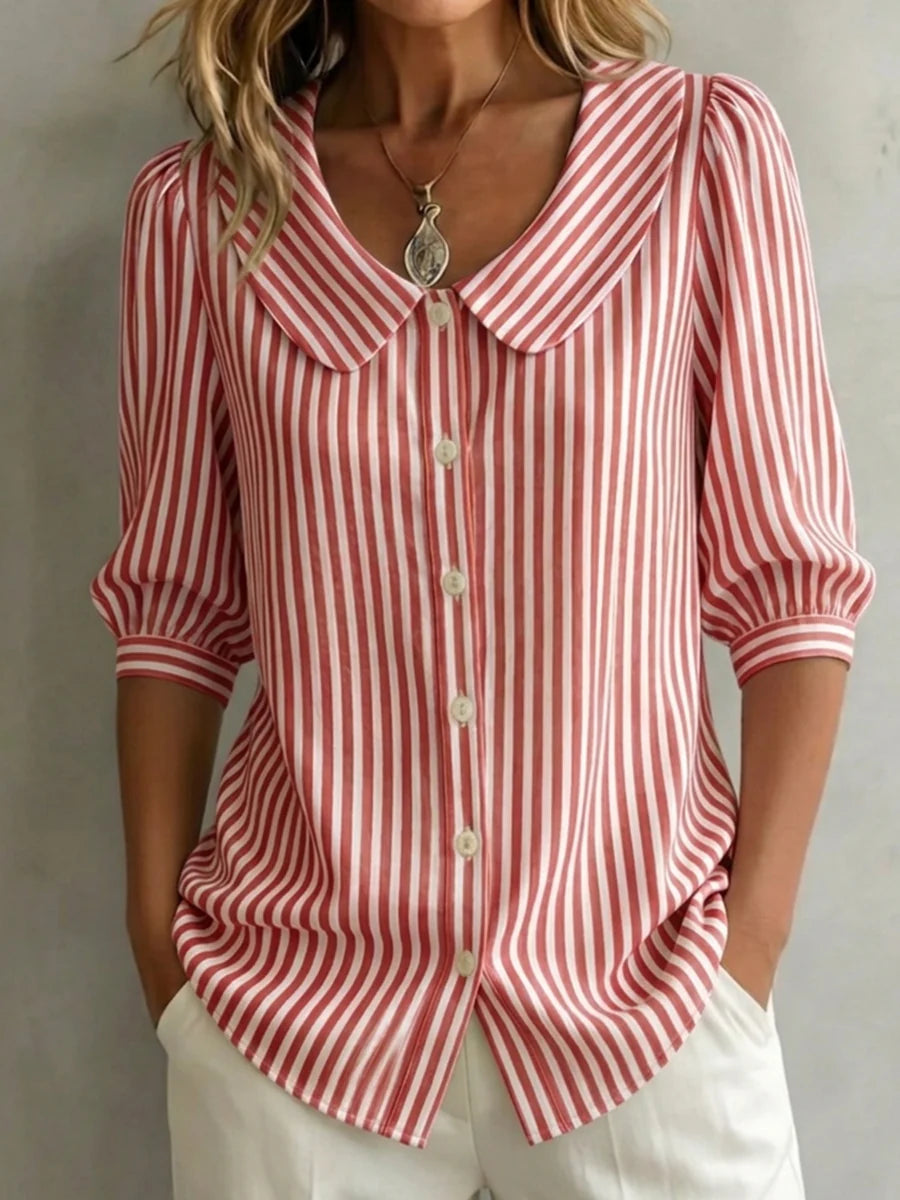 Blouse en coton vintage avec col Claudine pour femme