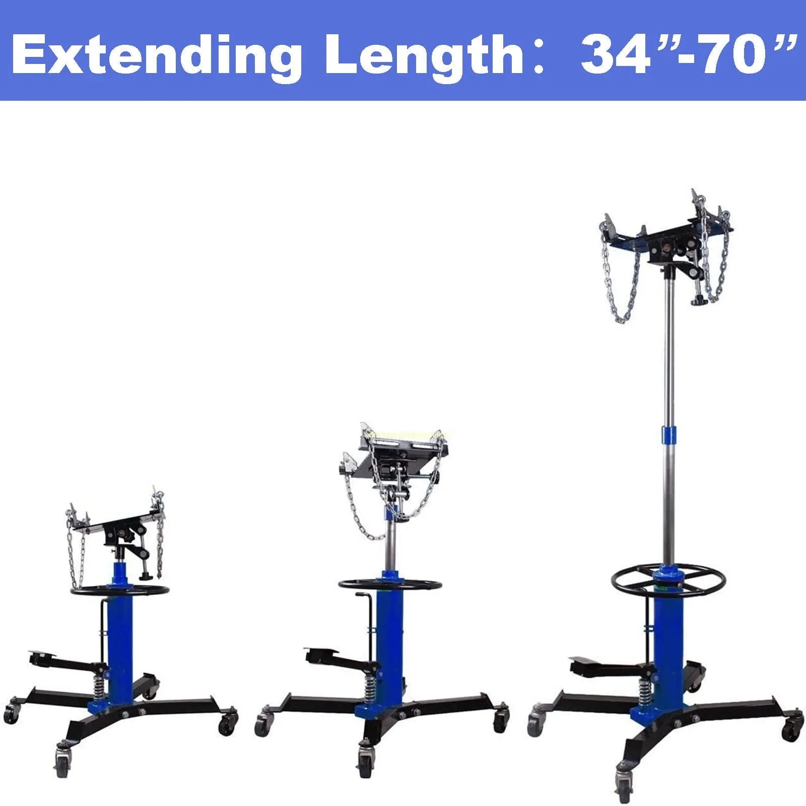 1660 Pounds Hydraulic Car Transmission Jack Vertical Lift with 360° Swivel Wheel Pedal ,Blue,33-70(0.75Ton)