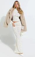 Kathleen Top - Turtle Neck Long Sleeve Jersey Top in Cream