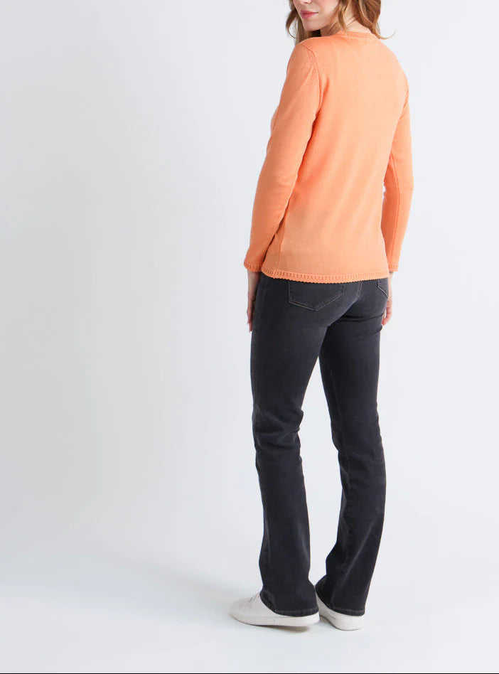 Pull femme torsadé en laine orange
