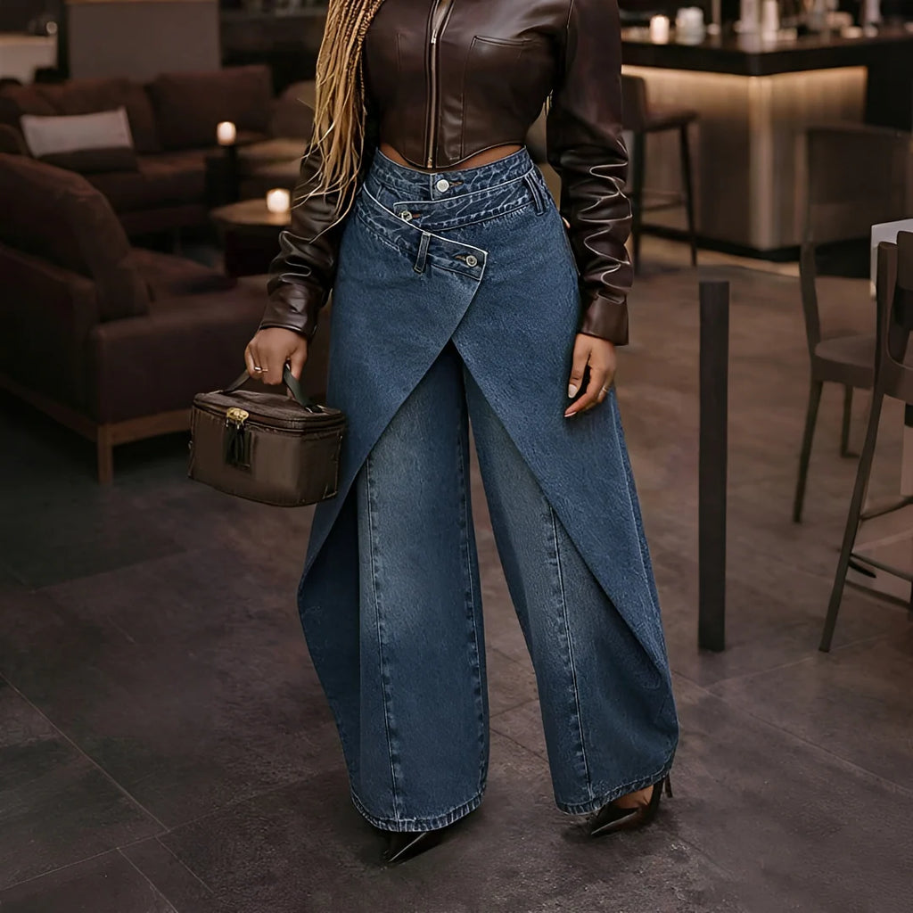 Cheska - Pantalon Élégant à Devant Croisé