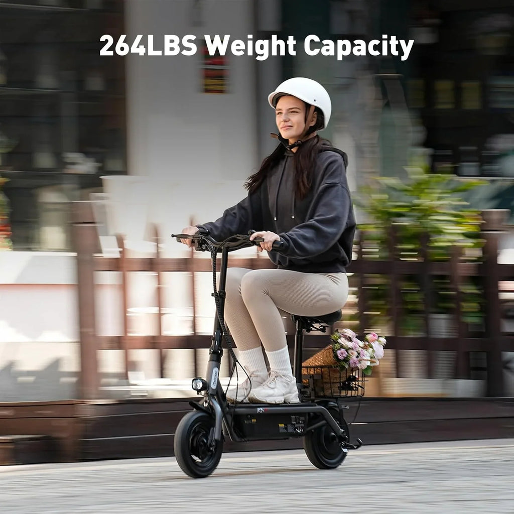 iScooter electric scooter with seat 28/19/15.6 mph top speed dual suspension scooter