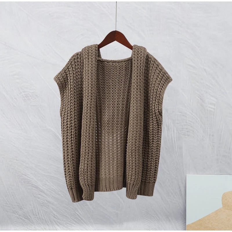 Gilet Femme Sans Manches en Maille Ample