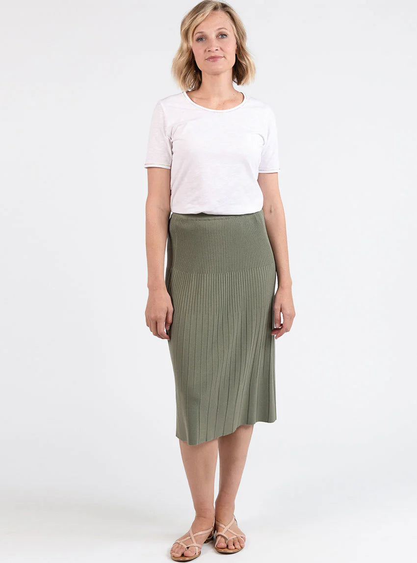 Jupe plissée femme fluide en viscose vert kaki