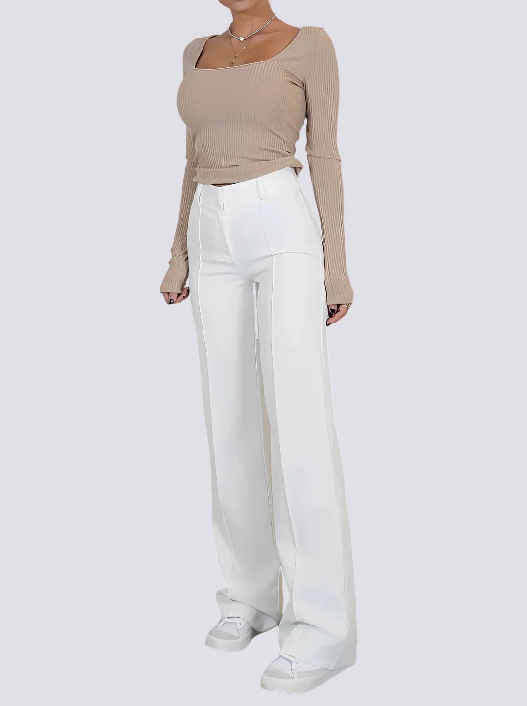 Amelie - Pantalon formel taille haute à jambe droite