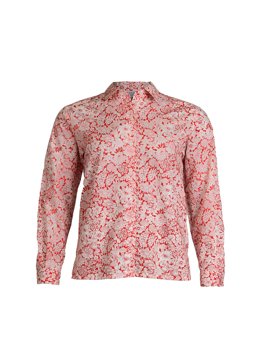 Chemisier imprimé femme en coton liberty rouge cerise