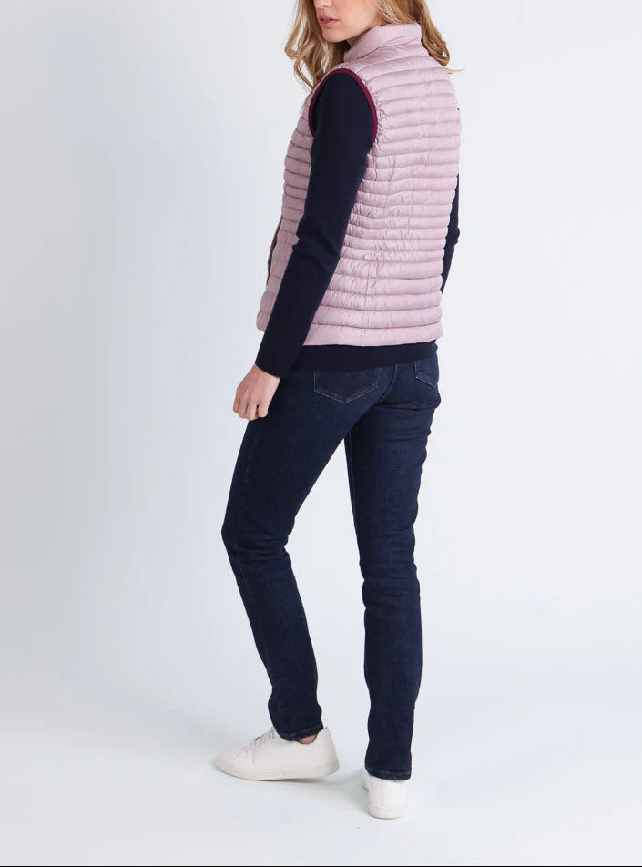 Doudoune femme sans manches réversible rose prune