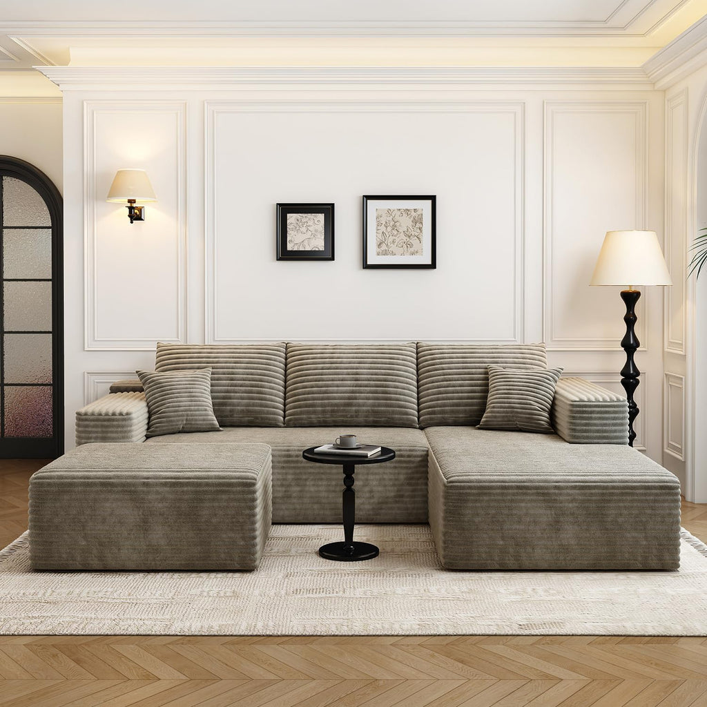 107.5 Cloud Modular Sectional Sofa Couch with L-Shape Chaise,Modern Minimalist Upholstered Couches for Living Room Bedroom,Deep Seat Corner Couch，No Assembly Required (Black,Left Facing Chaise)