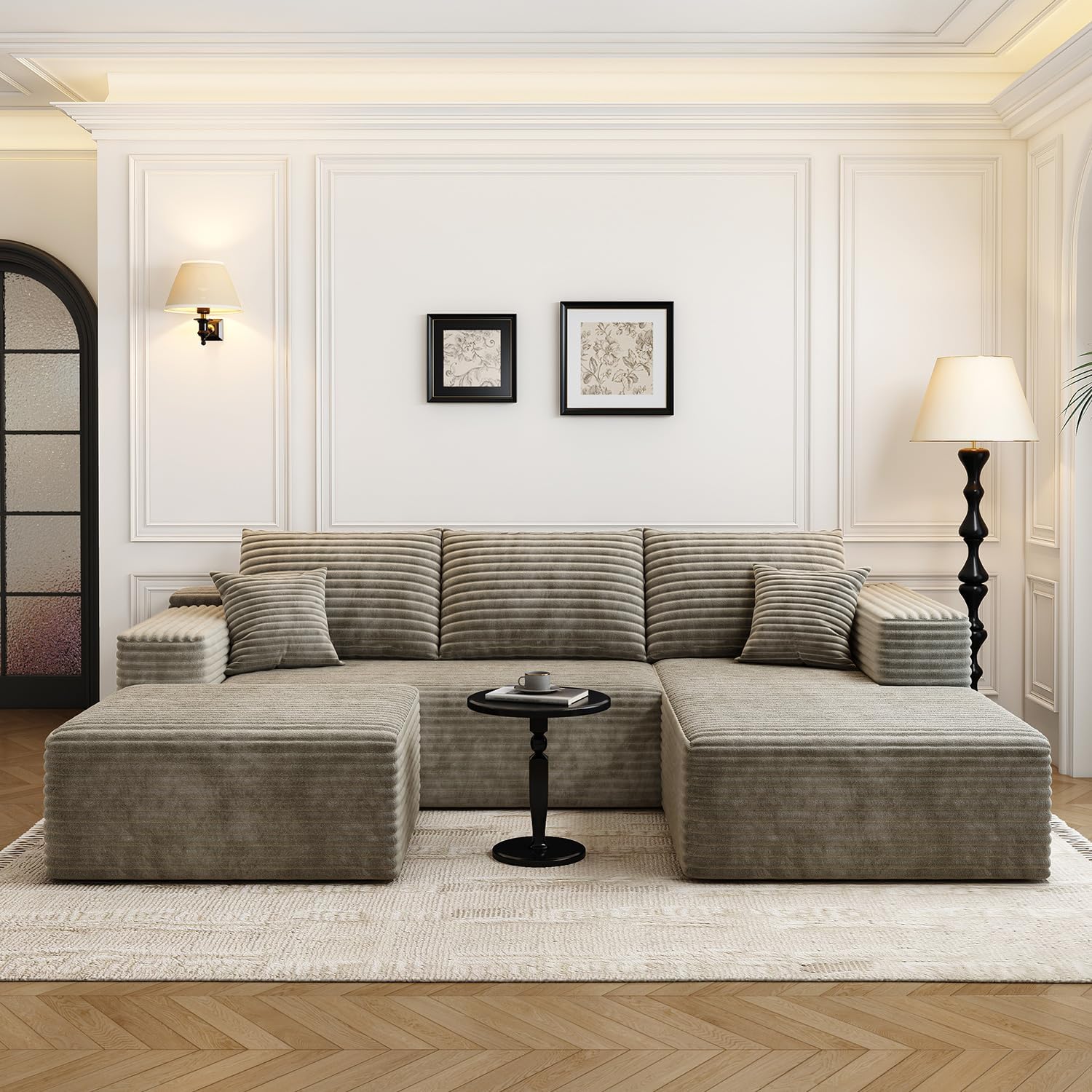 107.5 Cloud Modular Sectional Sofa Couch with L-Shape Chaise,Modern Minimalist Upholstered Couches for Living Room Bedroom,Deep Seat Corner Couch，No Assembly Required (Black,Left Facing Chaise)
