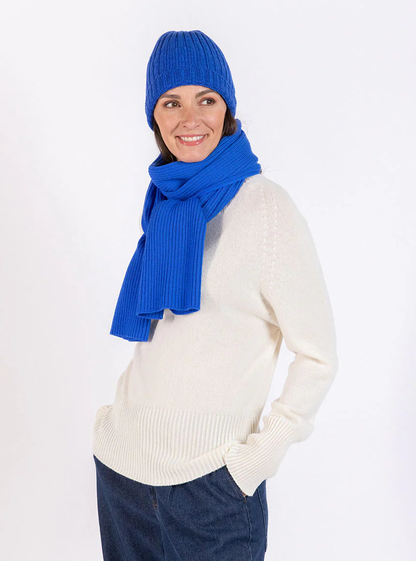 Bonnet femme en laine mérinos bleu