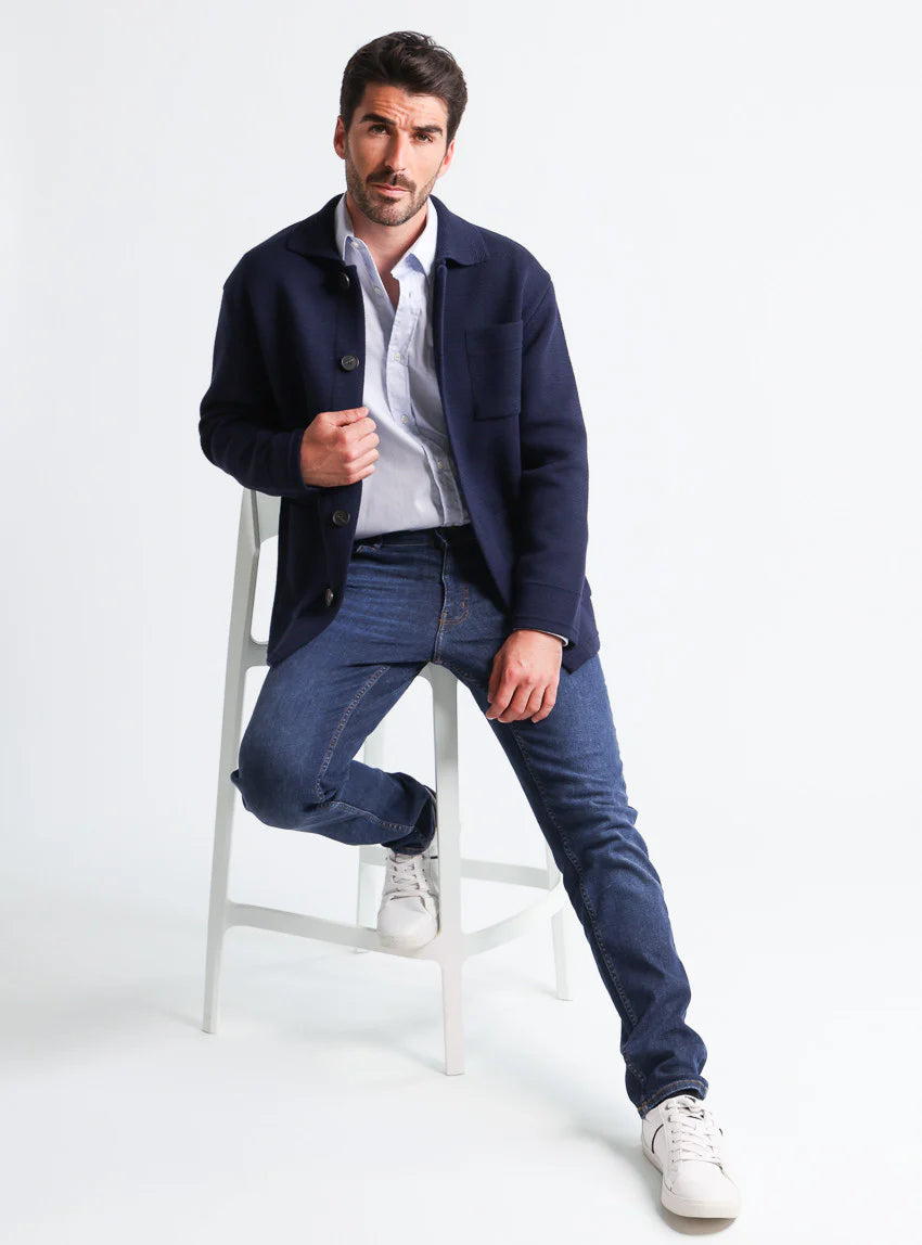 Veste homme en laine bleu marine