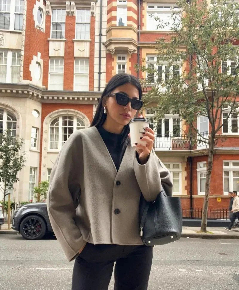 Manteau d'hiver douillet en mélange de laine