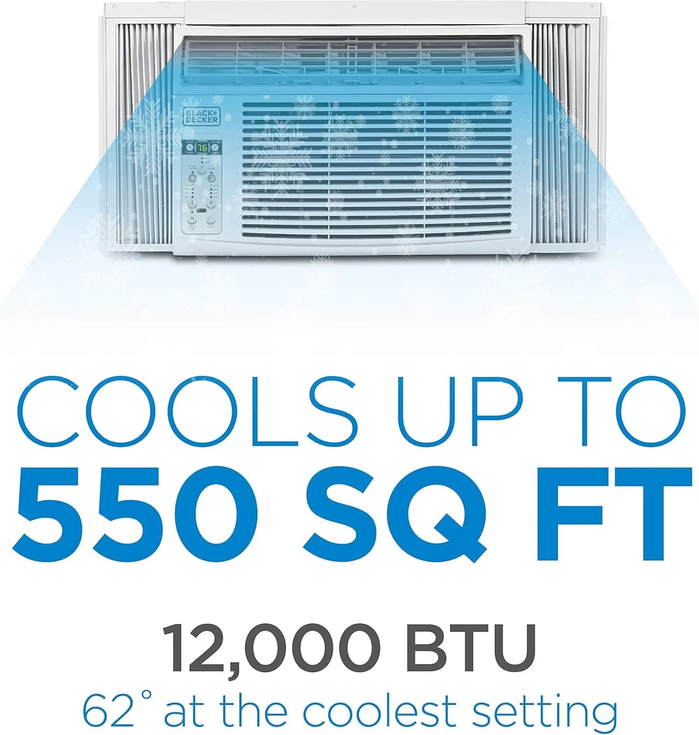 BLACK+DECKER Window Air Conditioner 5000 BTU, Cools Up to 150 Square Feet, AC Unit with Mechanical Controls, Manual Fan Only and Cool Settings, BD05MWT6, White