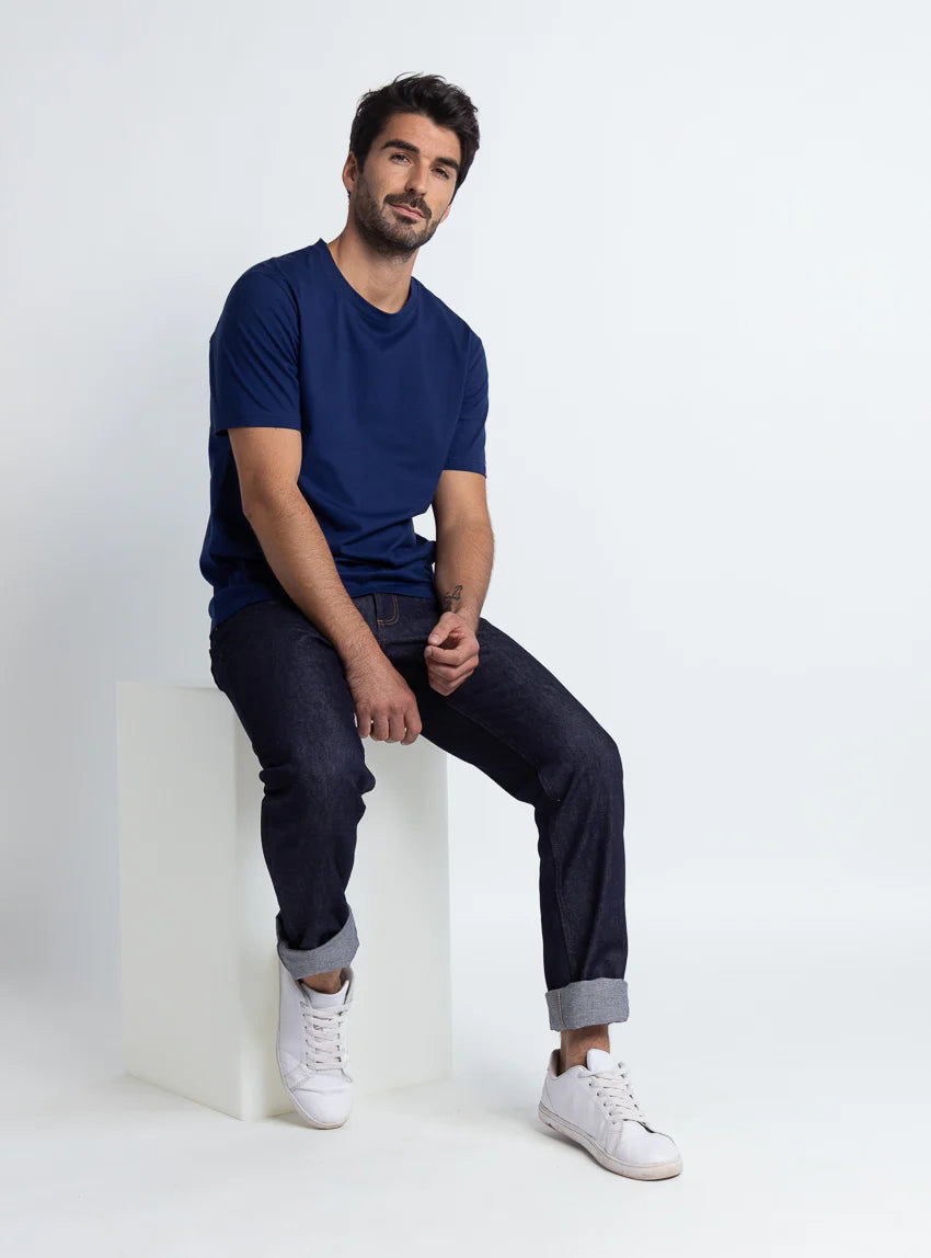 Tee-shirt homme en coton bio bleu marine