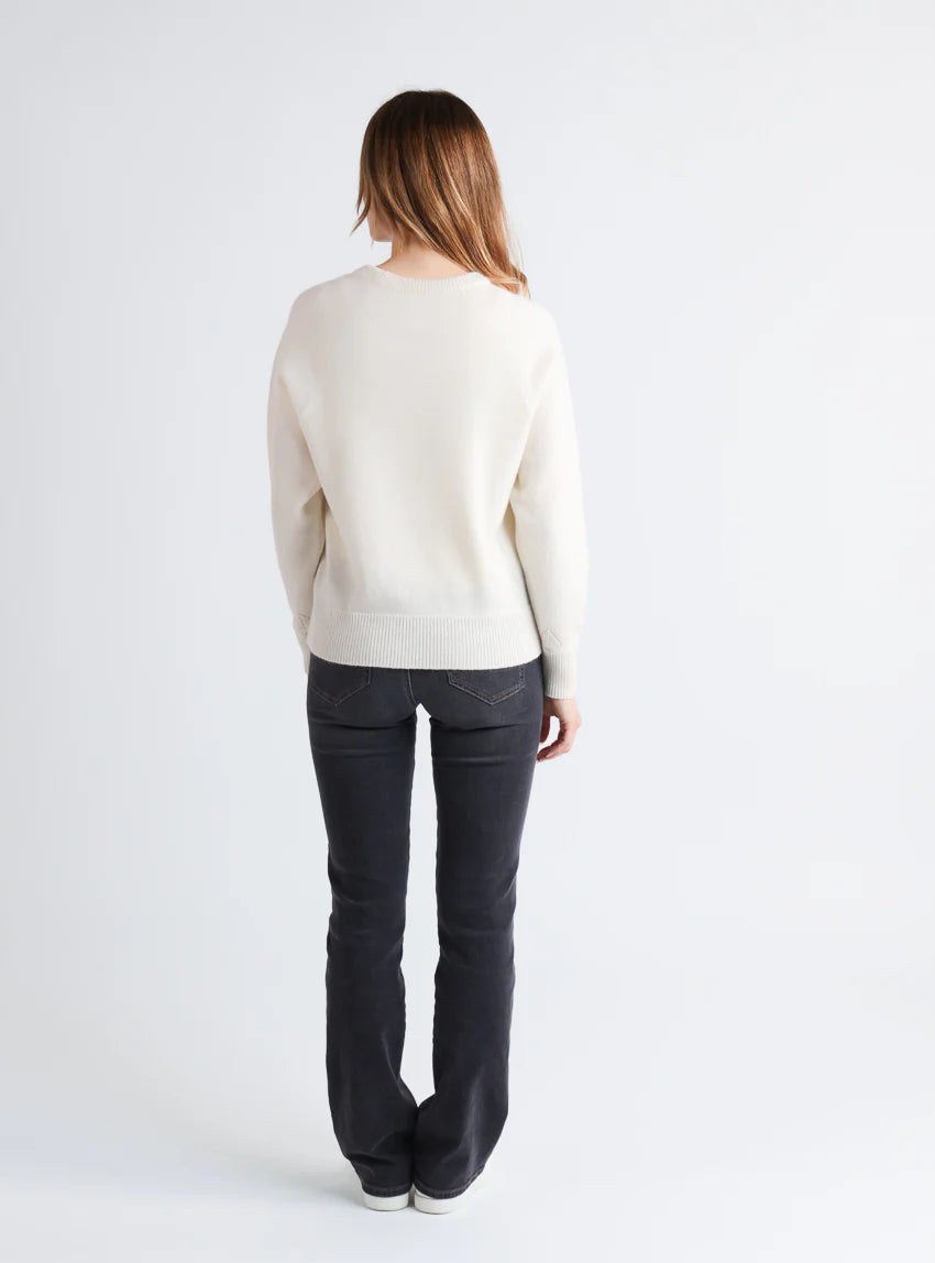 Pull femme laine et cachemire blanc crème