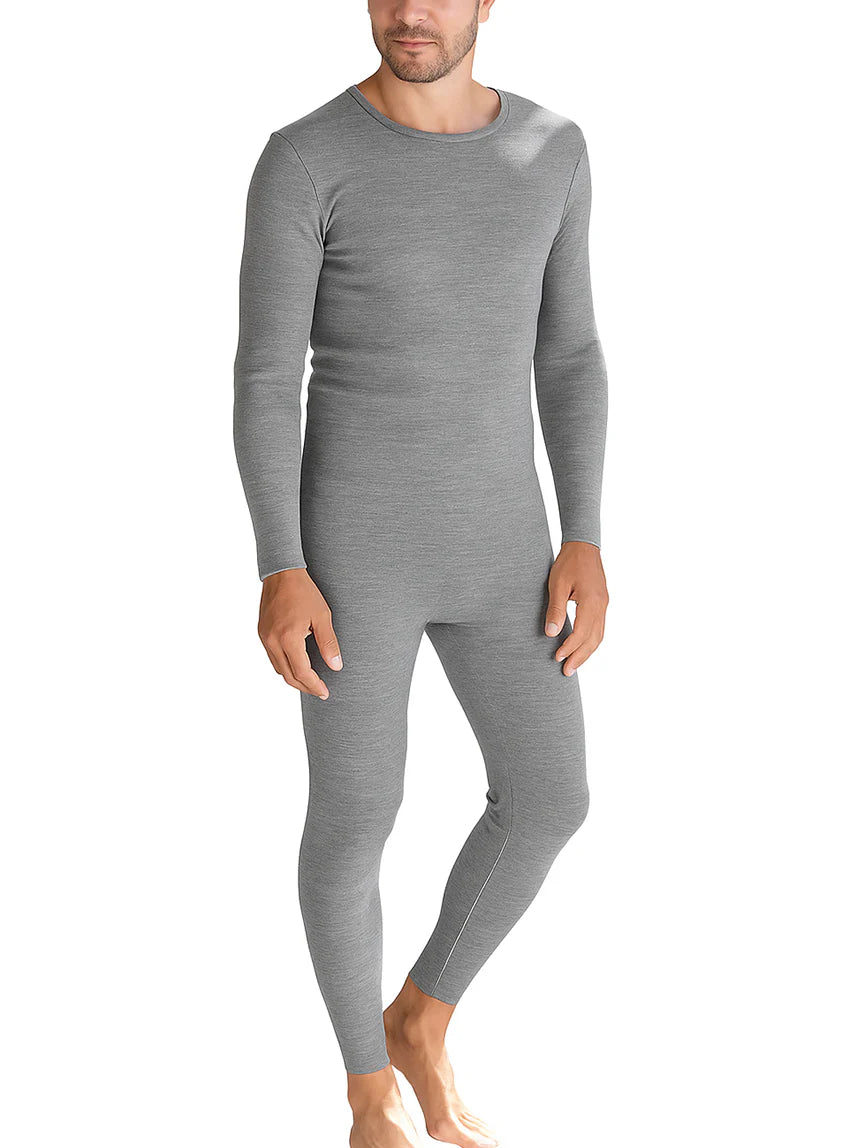 Caleçon long homme en laine mérinos gris léger