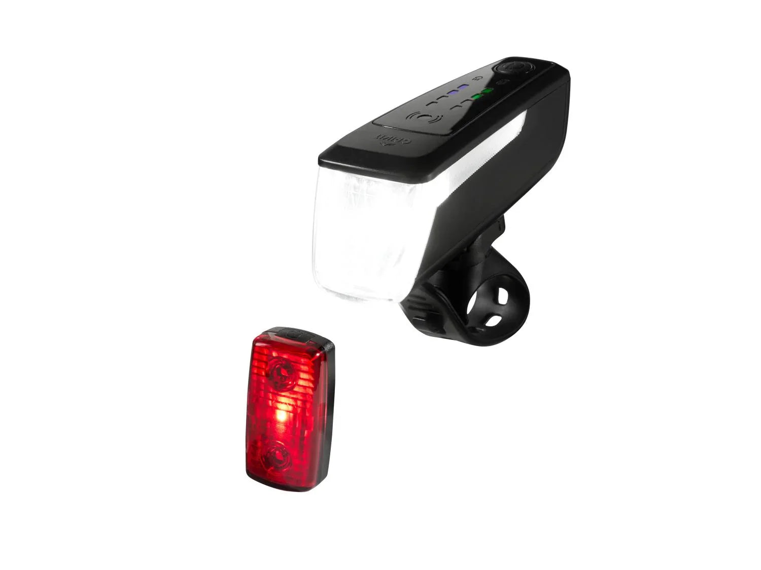 CRIVIT Kit clairage vlo LED, 90/70/30/15 Lux, batterie Li-ion, freinage d'urgence, 2 pices