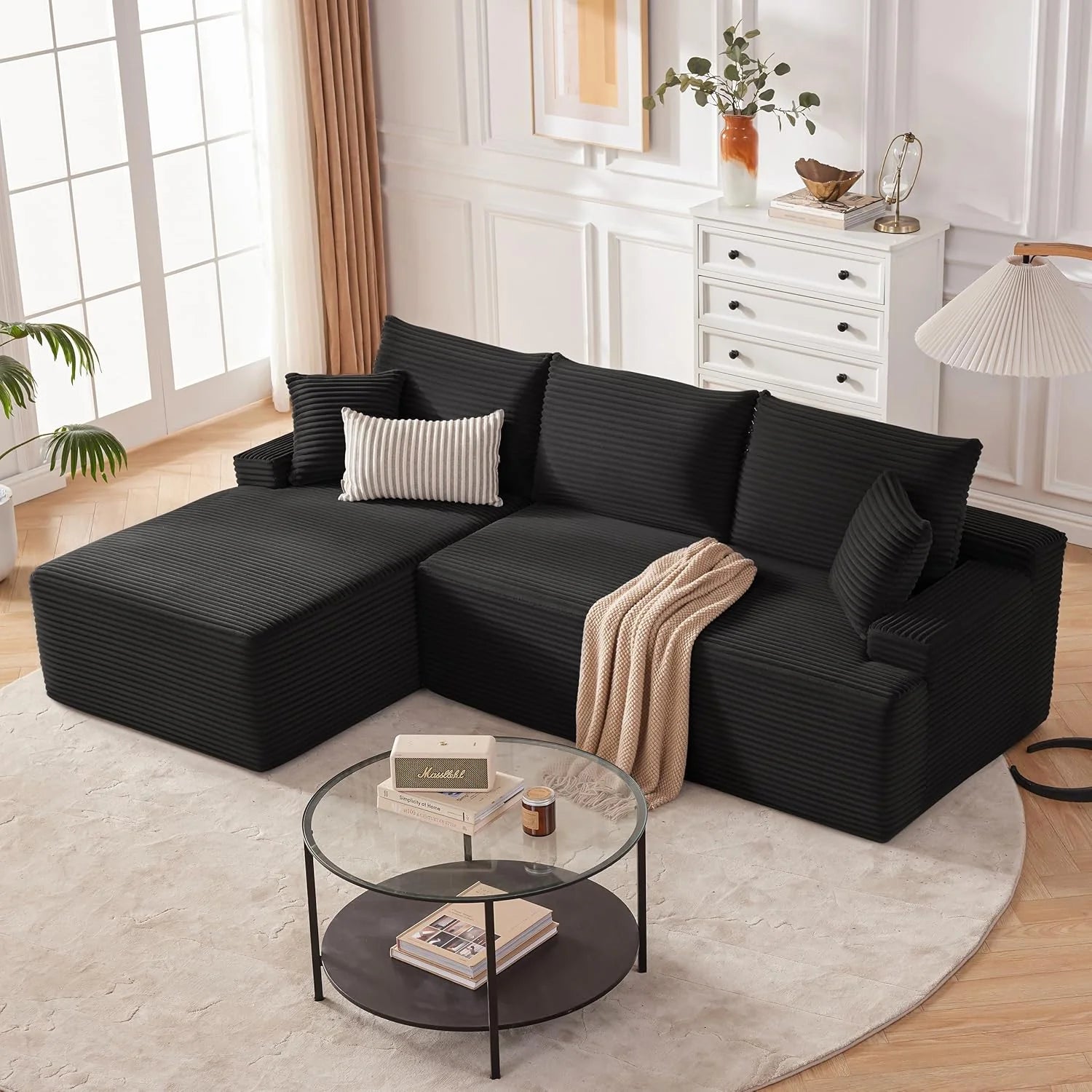 110 Cloud Sectional Couch, Boneless Sofa for Living Room Modular Sectional Sofa with Deep Seat