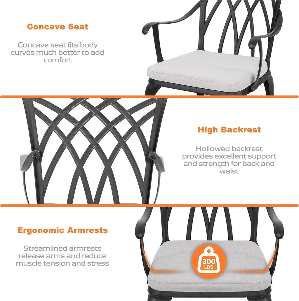 NUU GARDEN Bistro Set 3 Piece Outdoor Cast Aluminum Patio Bistro Set Patio Table Chairs Set of 2