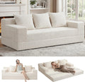 Loveseat Boneless Convertible Sofa Bed, Folding Floor Futon Sleeper Sofa Couch Bed- Boneless Foldable Couch, Corduroy Pull Out Sofa Bed with 2 Pillows for Living Room & Bedroom