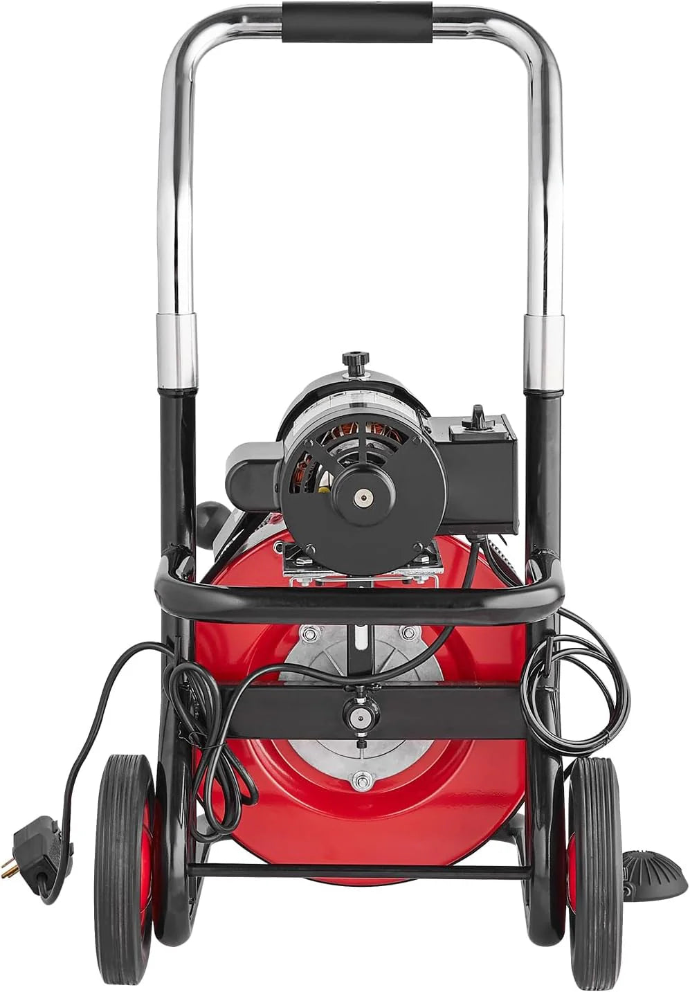 Drain Cleaner Machine 100FT x 1/2 Inch, Auto Feed Sewer Snake Auger on Wheels, 550W Portable Drain Cleaning Machine with 8 Cutters & Air-activated Foot Switch for 2 to 4 Pipes