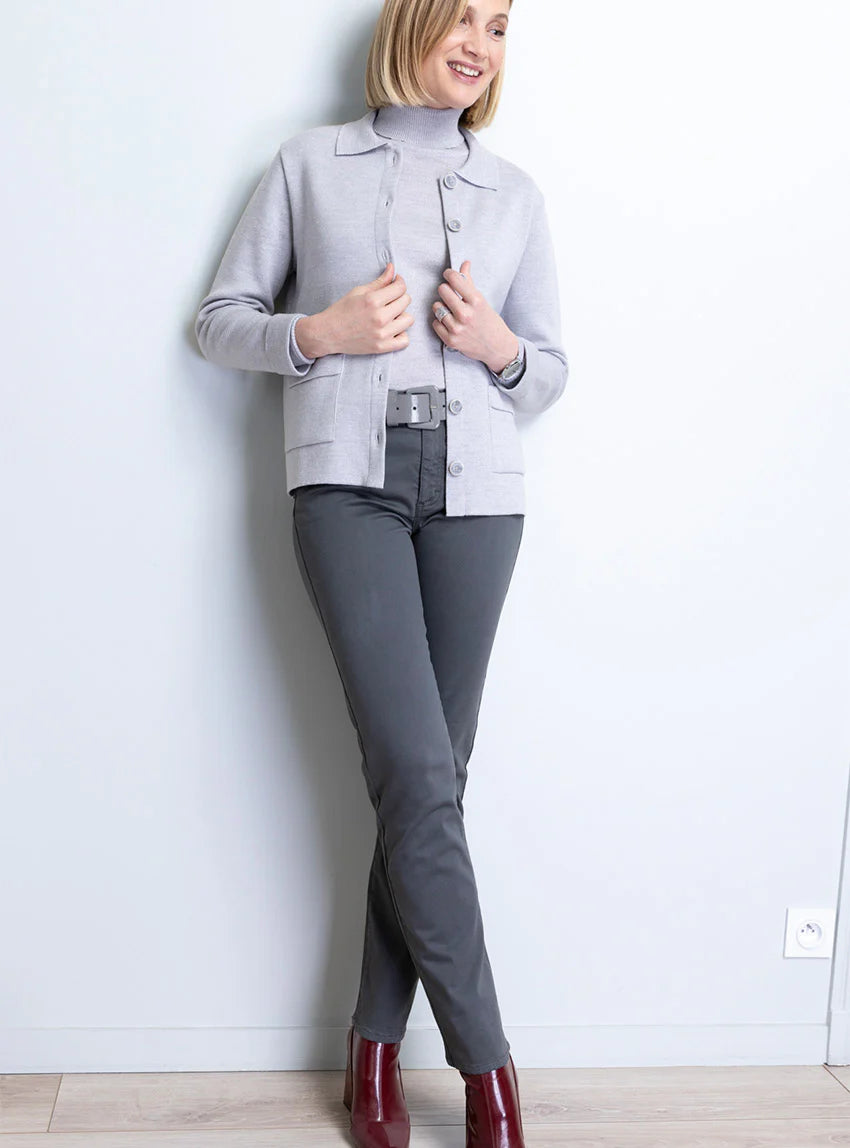 Pantalon femme en coton gris bronze