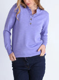 Pull femme col montant en laine mérinos Violet Parme