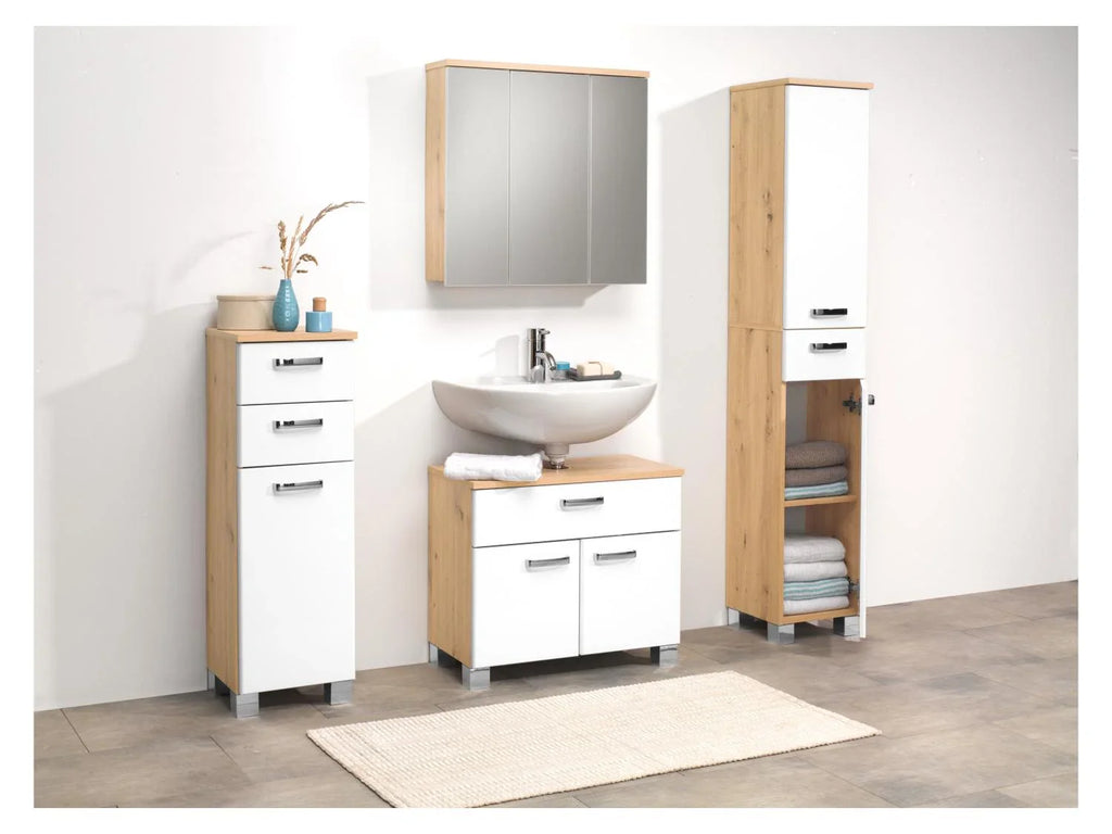LIVARNO home Armoire latrale + meuble sous-vasque Palermo, blanc/imitation chne