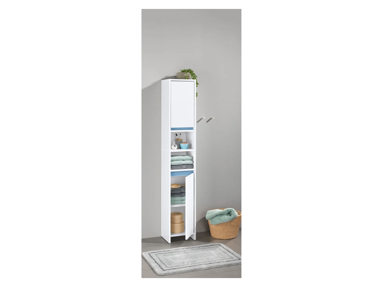 LIVARNO home Armoire de toilette haute Oslo, 32 x 180 x 28 cm, blanche
