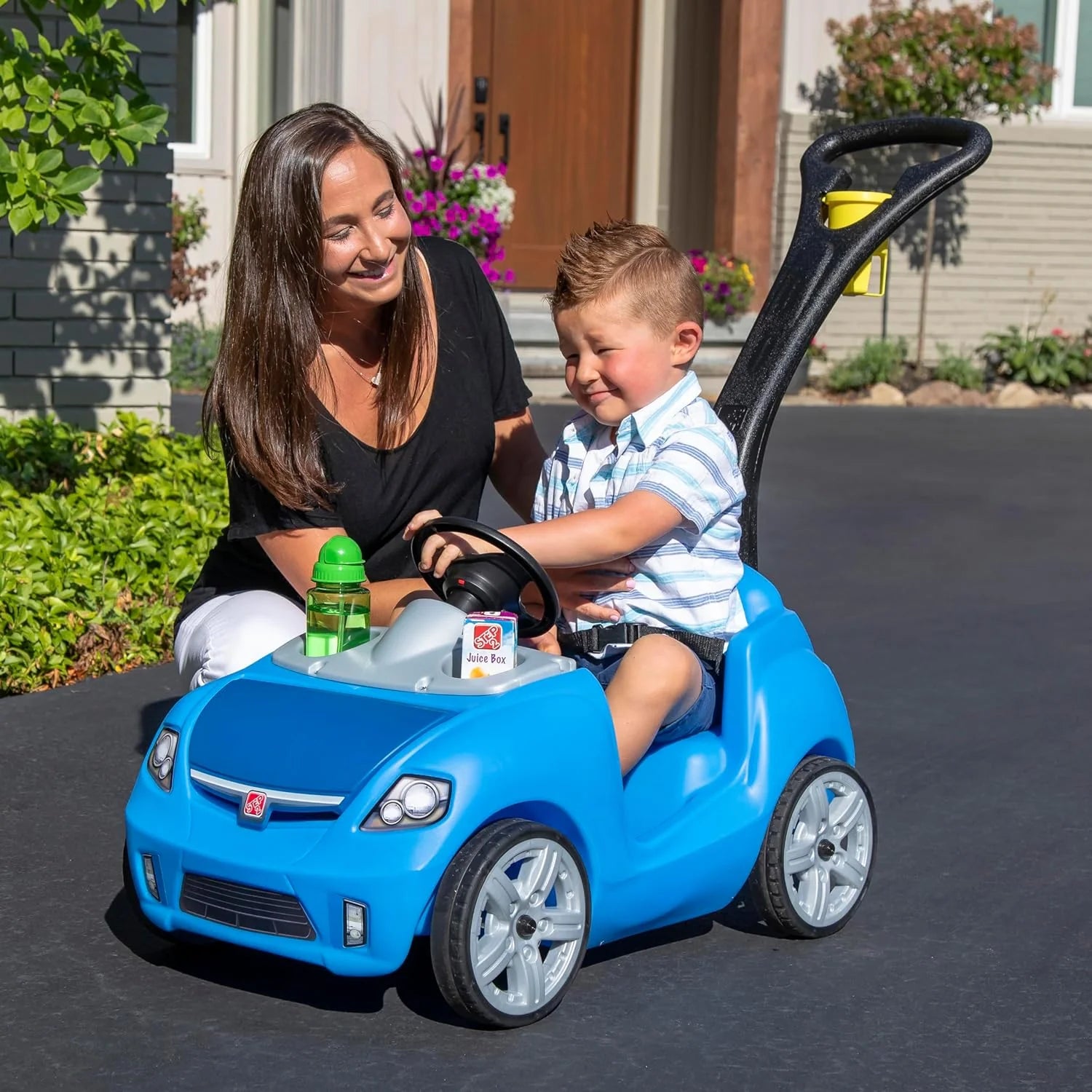 Step2 Whisper Ride II Ride On Push Toy Car Pink Ride On Car Seat Belt Easy Storage Transport