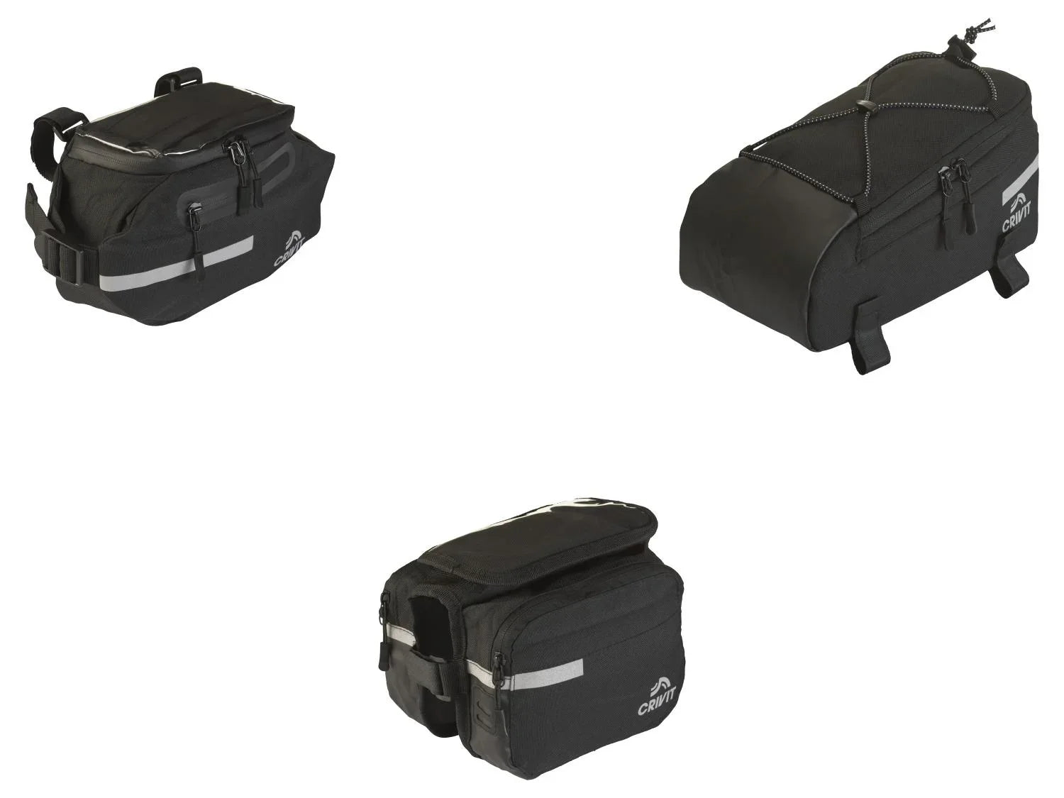 CRIVIT Sacoche pour guidon de vlo, sacoche double pour cadre de vlo ou sacoche pour porte-bagages de vlo