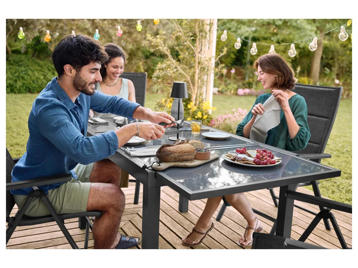 LIVARNO home Table de jardin Houston + Lot de 4 fauteuils Toronto