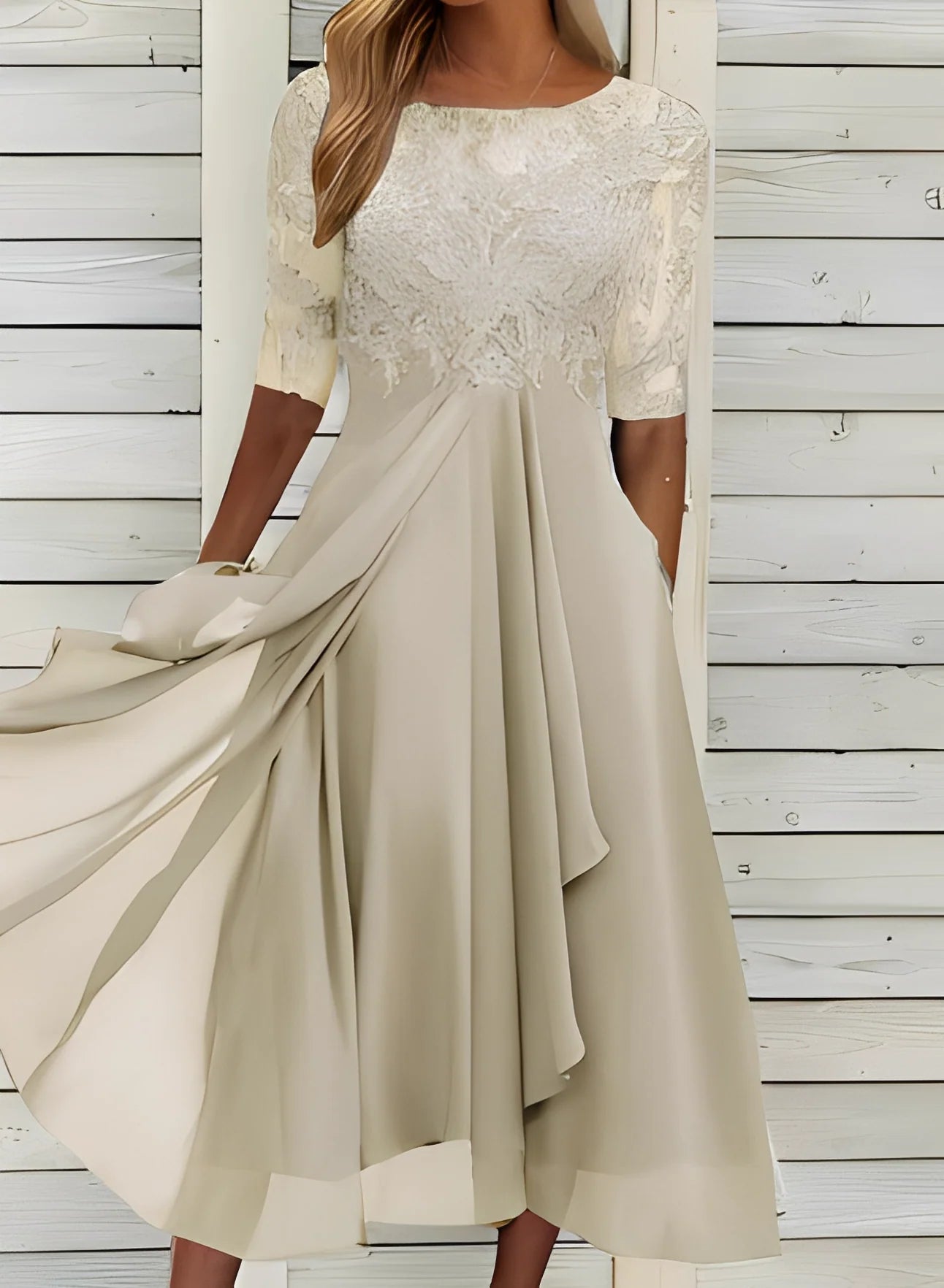 Lena – Robe midi pour femmes – Confortable et élégante