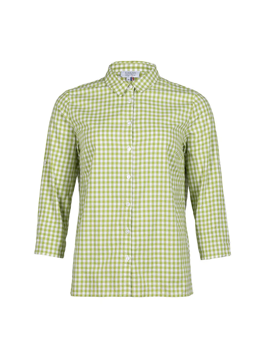 Chemise femme en coton vichy vert anis