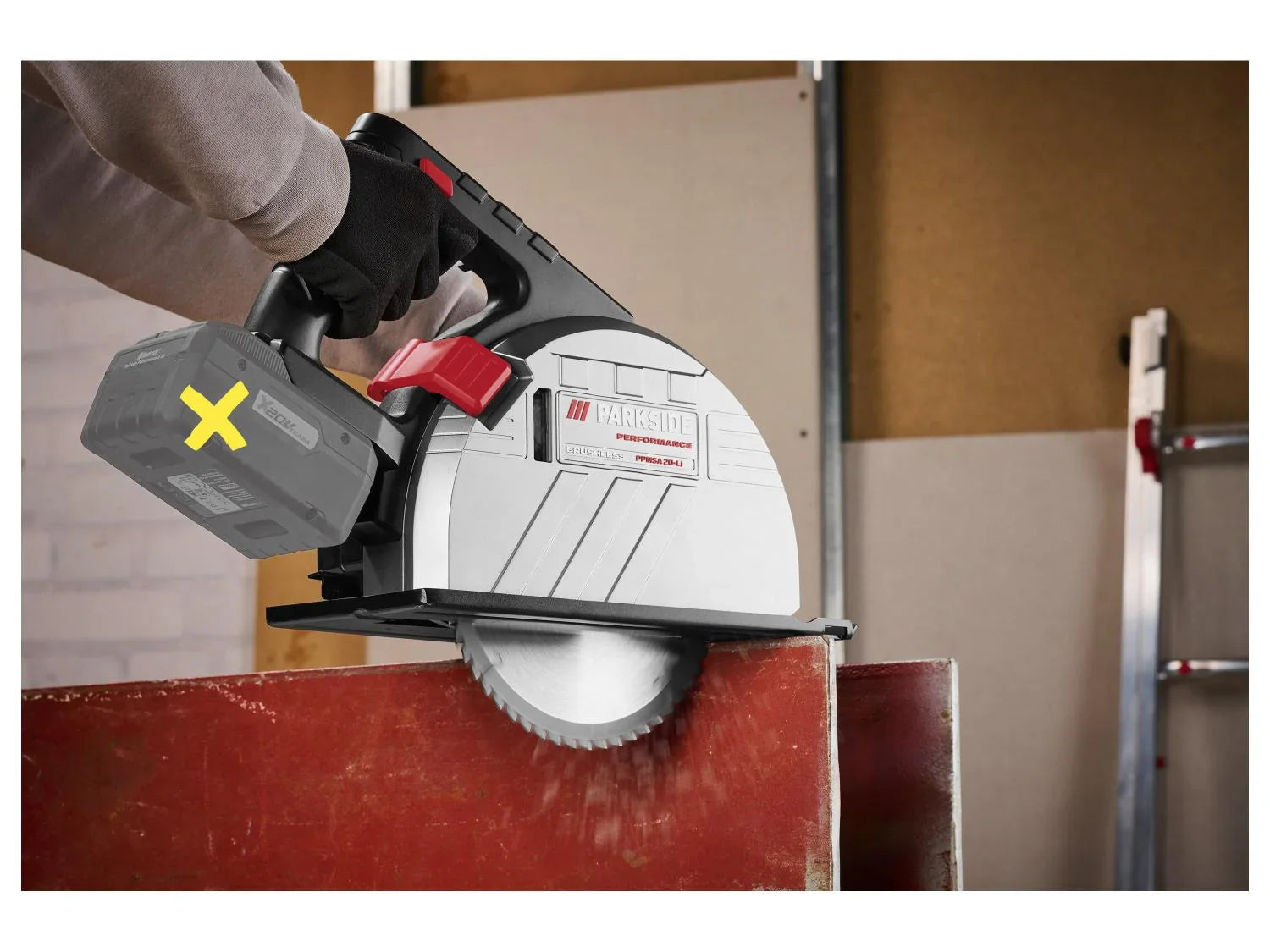 PARKSIDE PERFORMANCE Scie circulaire manuelle  mtaux sans fil PPMSA 20-Li A1, 190 mm, 20 V