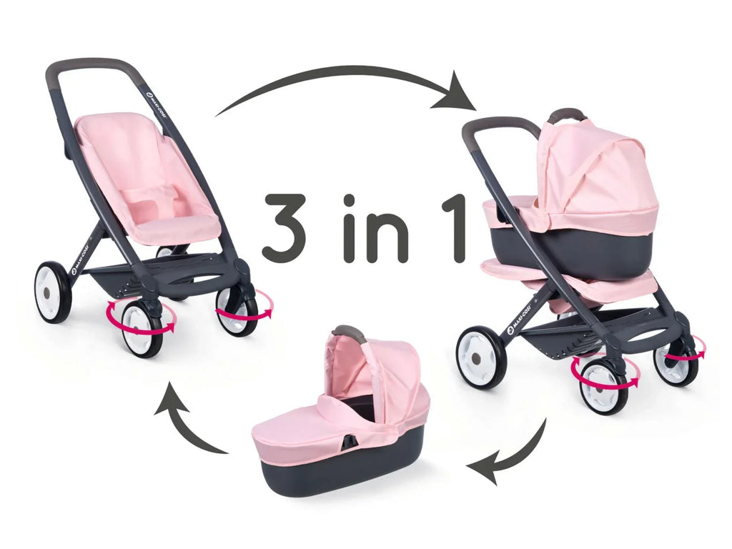 SMOBY Poussette de poupe Maxi-Cosi 3-en-1