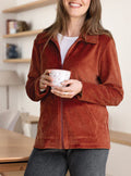 Veste femme en velours coton orange ocre
