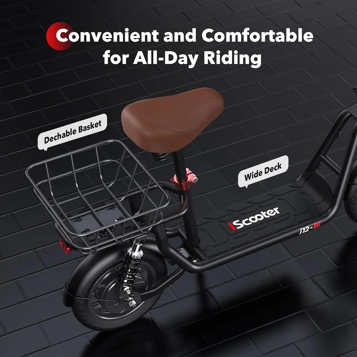iScooter electric scooter with seat 28/19/15.6 mph top speed dual suspension scooter